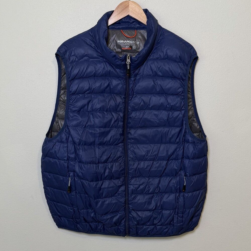 Hawke & Co Mens XL Down Puffer Vest Blue 90% Duck Down Lightweight Packable